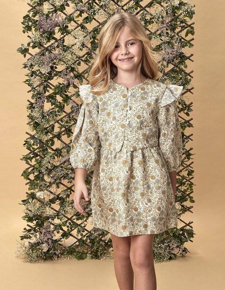 Vestido lino estampado blanco