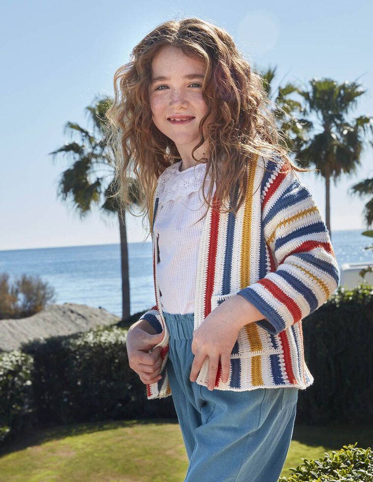 Chaqueta de crochet multicolor piedra