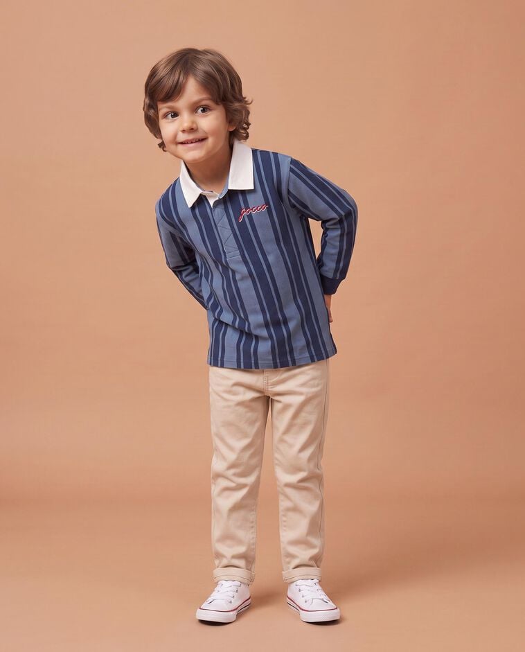 Polo de rayas verticales azul ni&ntilde;o
