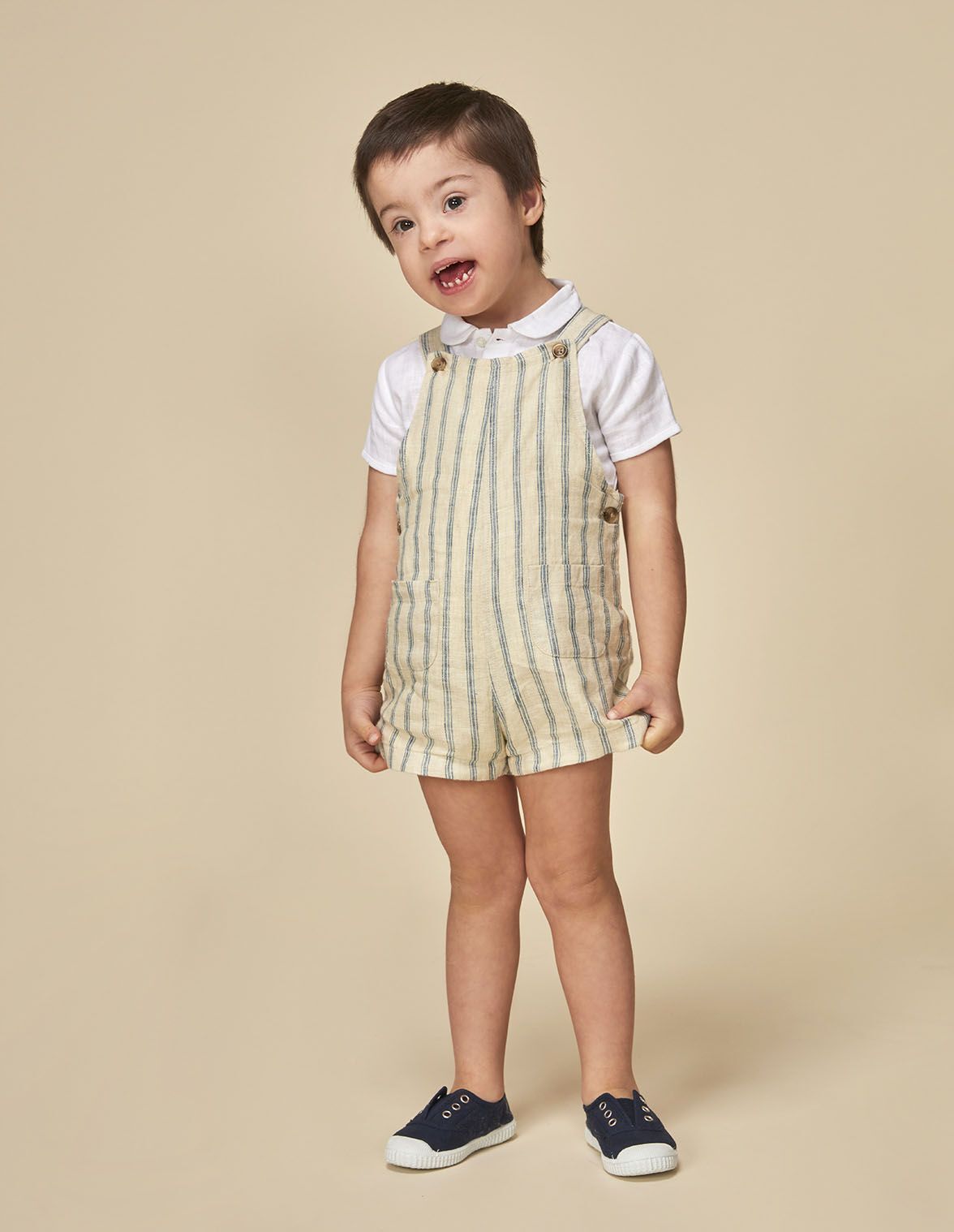 Camisa manga corta de lino blanco para nino bebe Gocco