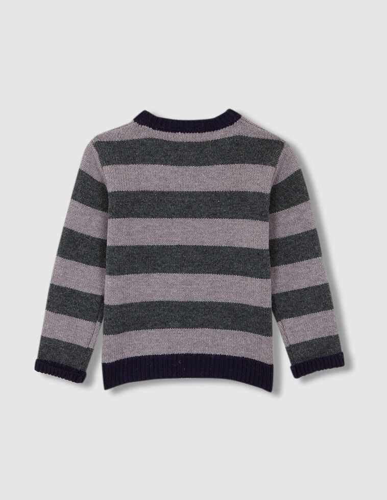 Jersey Rayas Con Puños Bajo Y Cuello En Contraste Verde Oscuro