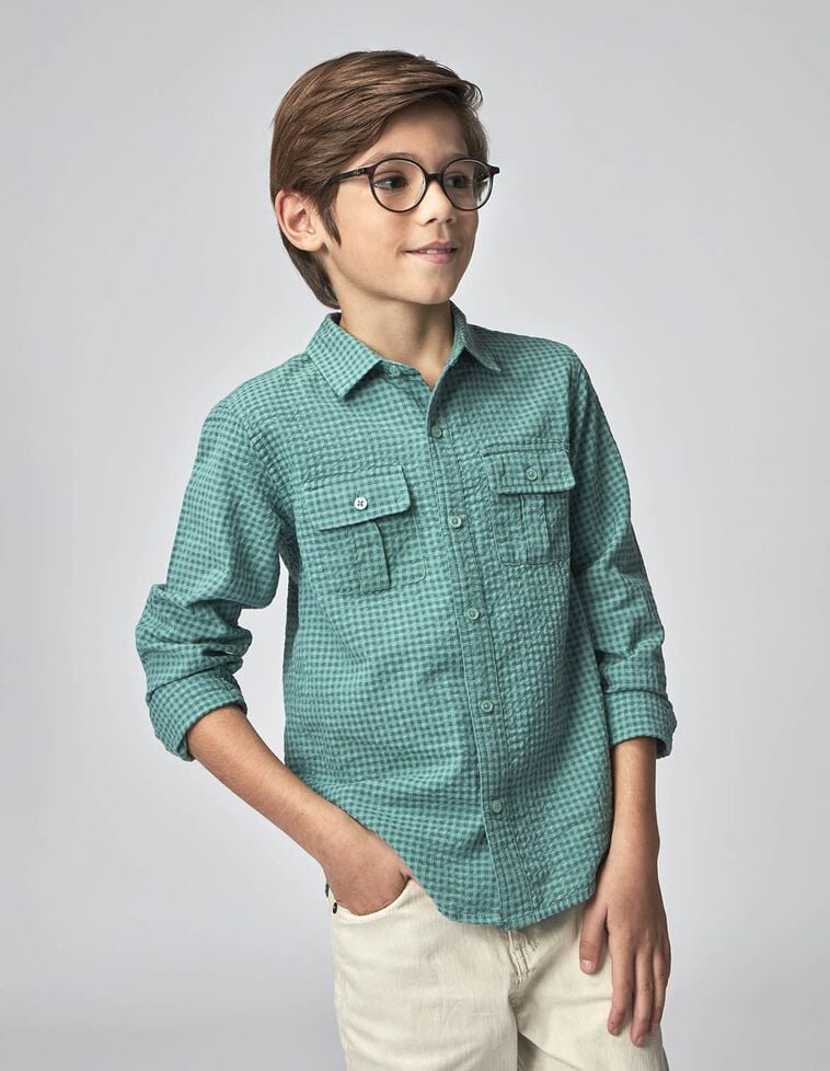 Camisa de cuadro vichy verde