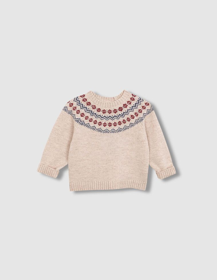 Jersey greca con lana beige
