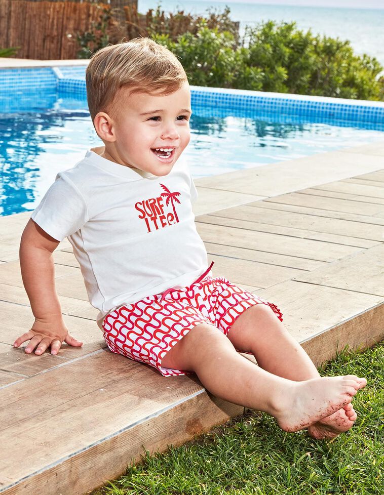 Camiseta estampado surf life blanco