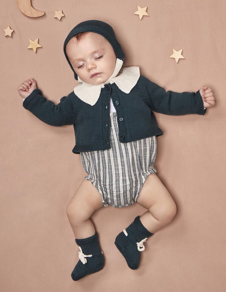 Chaqueta con lana cuello contraste verde petróleo Chaqueta con lana cuello contraste verde petróleo