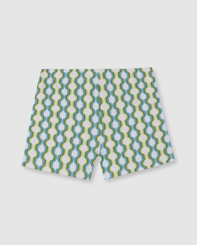 Ba&ntilde;ador estampado geom&eacute;trico azul verdoso