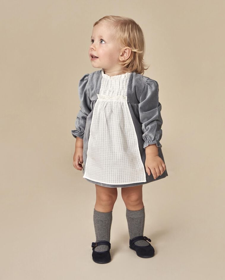 Vestido de terciopelo azul beb&eacute;