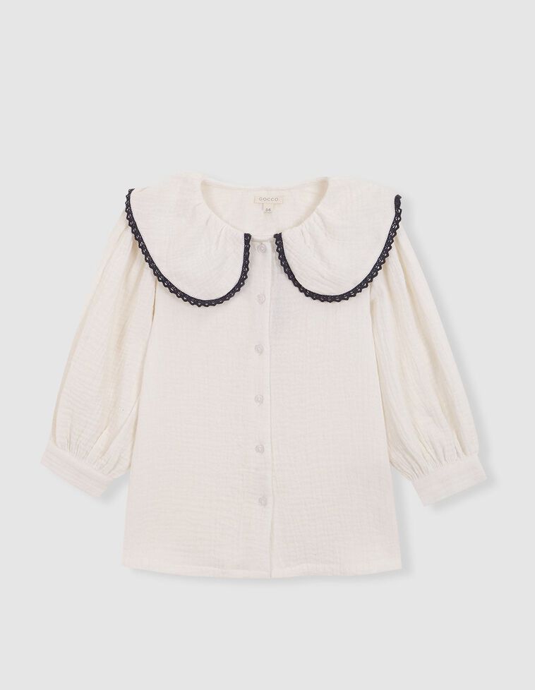 Blusa cuello grande con vivos en contras blanco