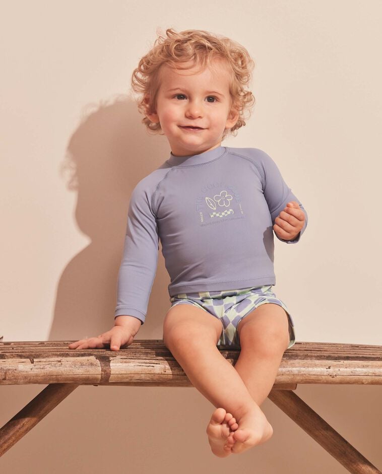 Camiseta de ba&ntilde;o con protecci&oacute;n solar manga larga azul