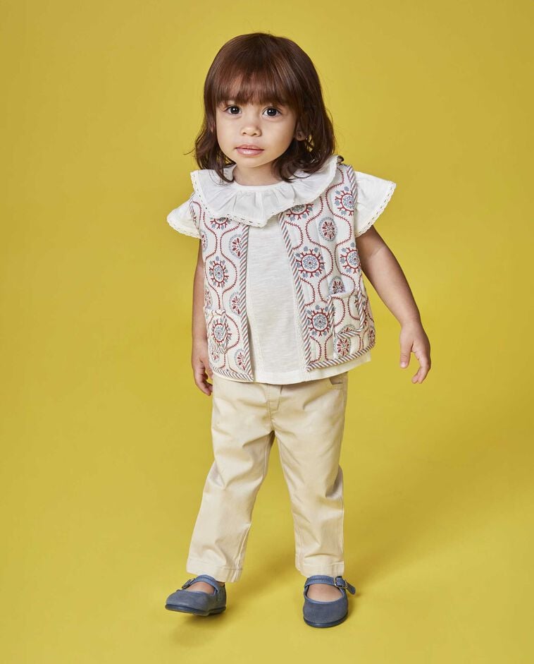 Chaleco acolchado con estampado reversible blanco