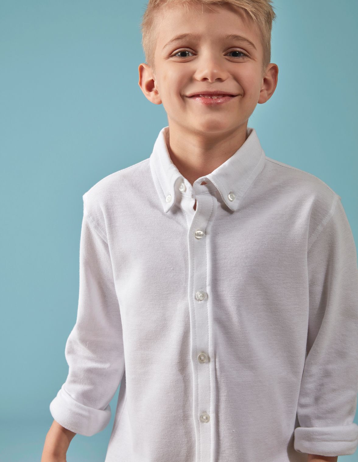 Camisa blanca pique de nino Gocco