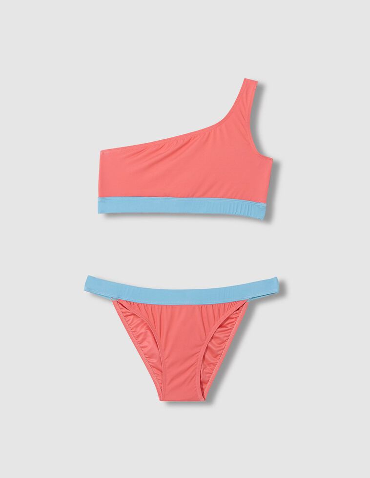Bikini bicolor fresa y turquesa