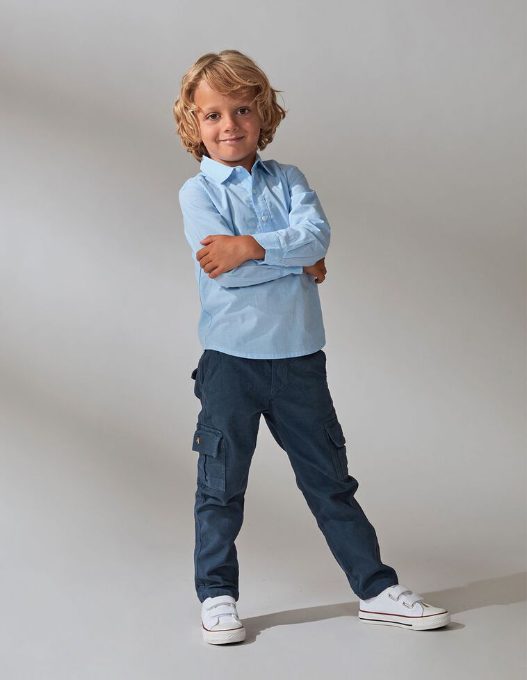 Pantalón cargo cintura regulable azul