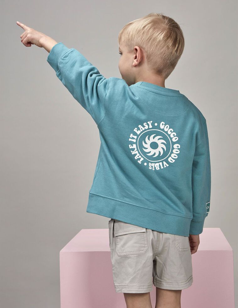 Sudadera con print azul claro