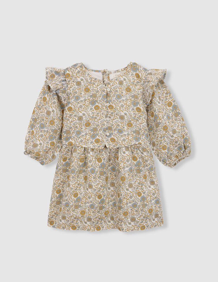 Vestido lino estampado blanco