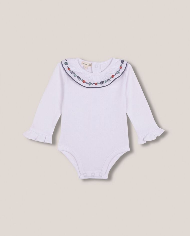 Body con cuello bordado blanco