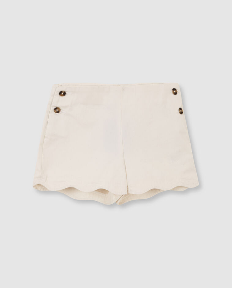 Pantal&oacute;n corto borde ondulado blanco