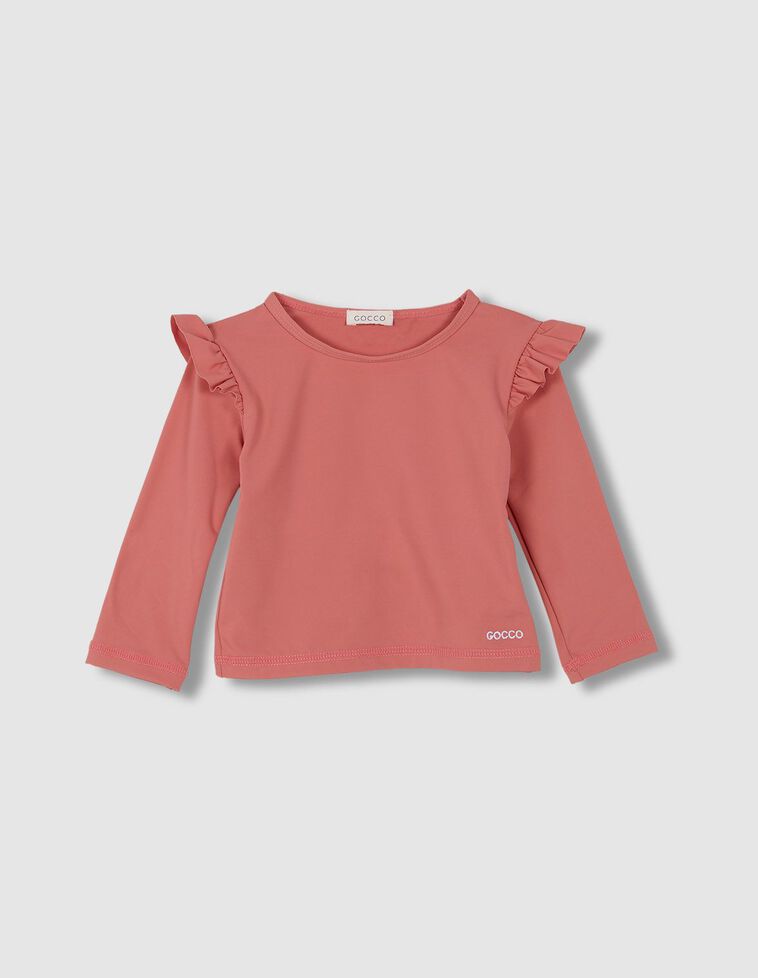 Camiseta manga larga y volante coral 