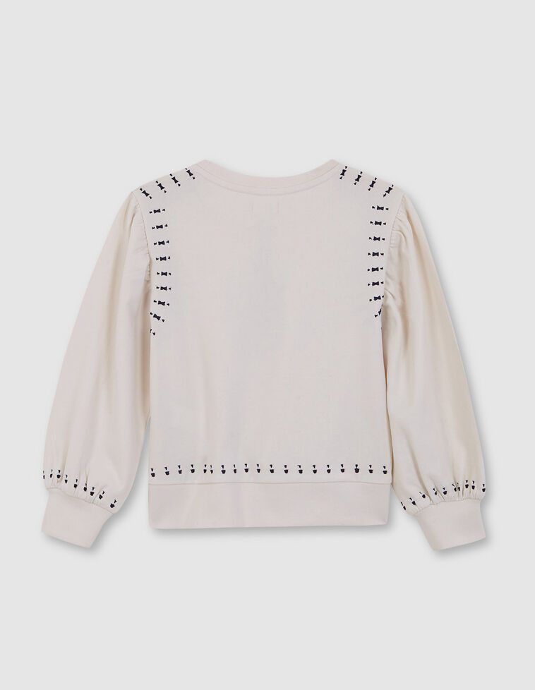 Sudadera Crudo Con Bordados  Crudo