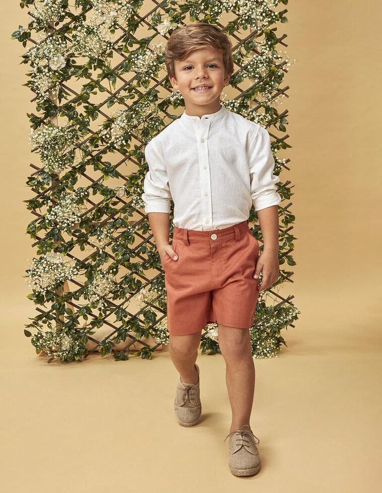 Camisa panadera con lino blanco