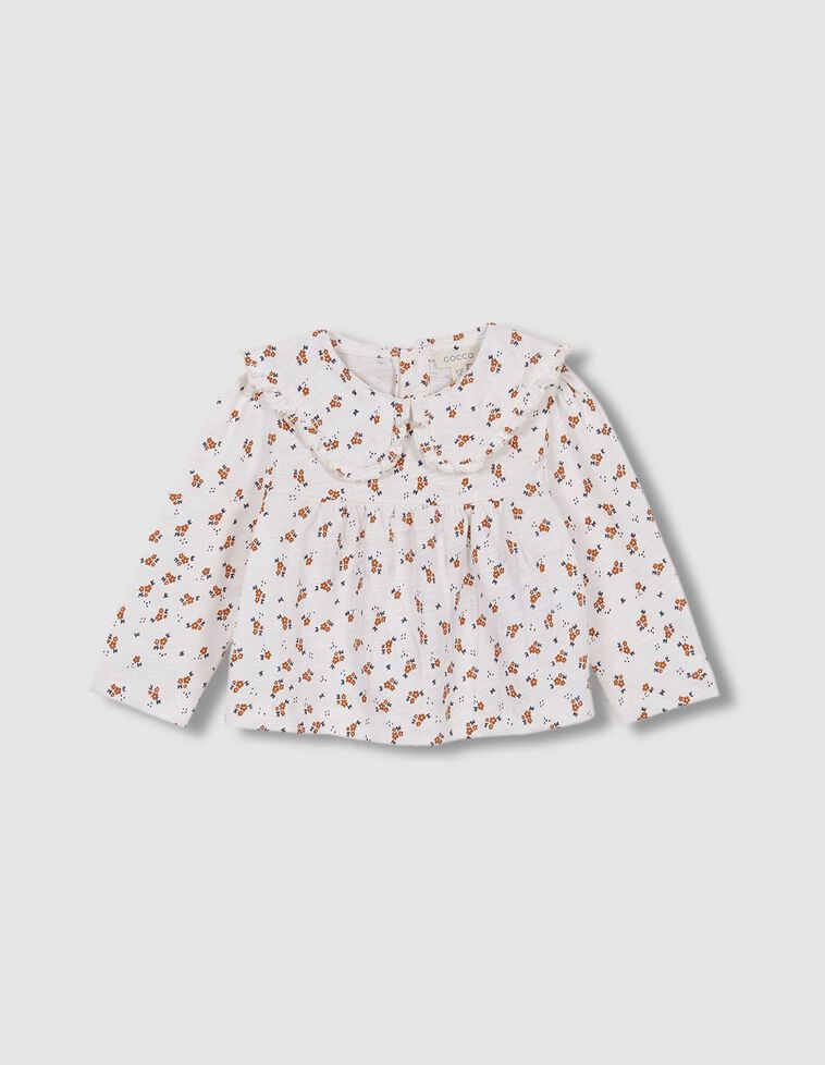 Camiseta manga larga estampada blanco roto