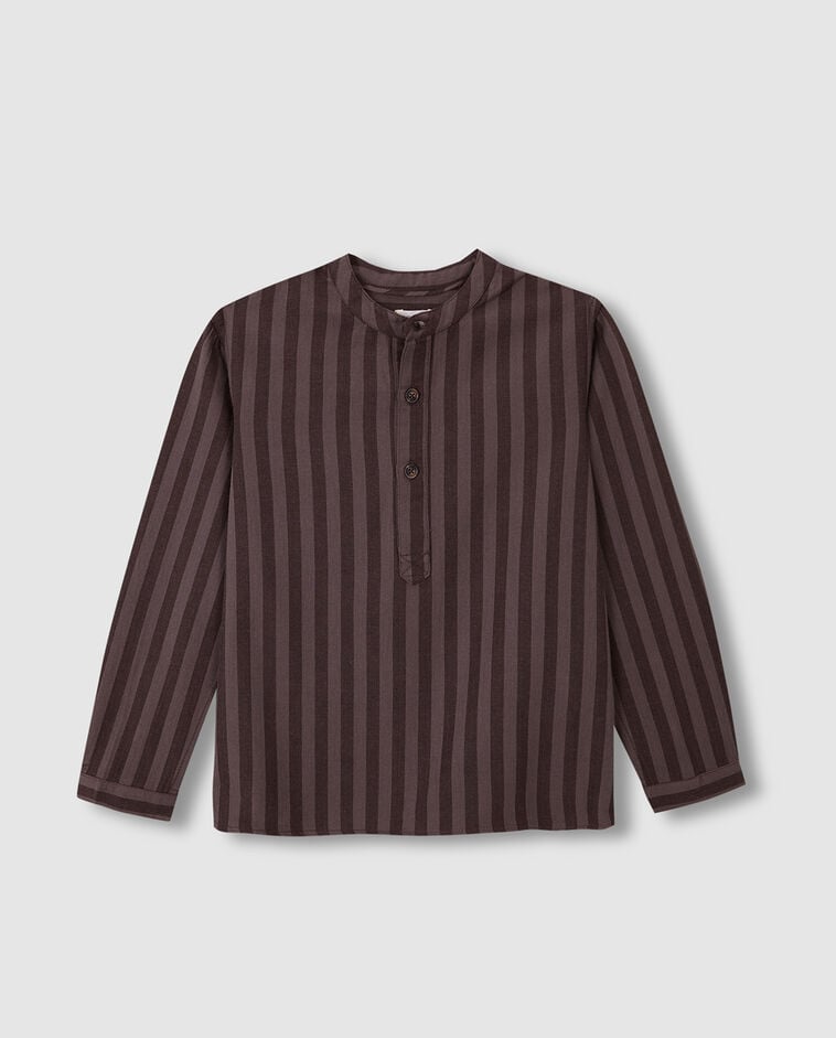Camisa de rayas marr&oacute;n ni&ntilde;o