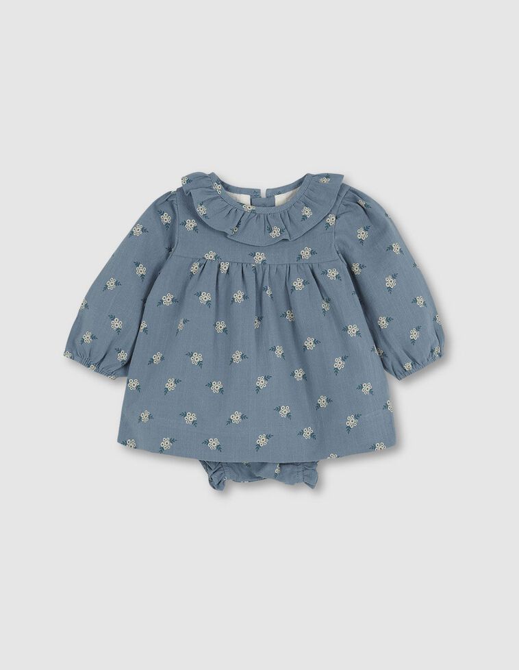 Conjunto Estampado Florecitas Cuello Blanco
