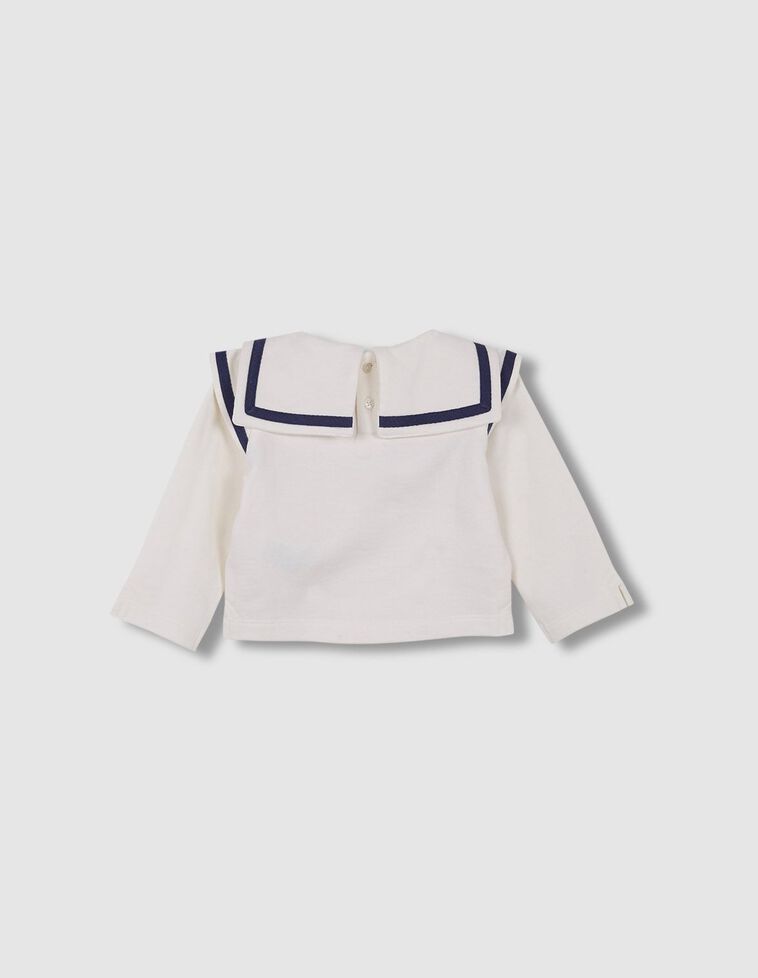 Sudadera marinera blanco roto con detalles en azul