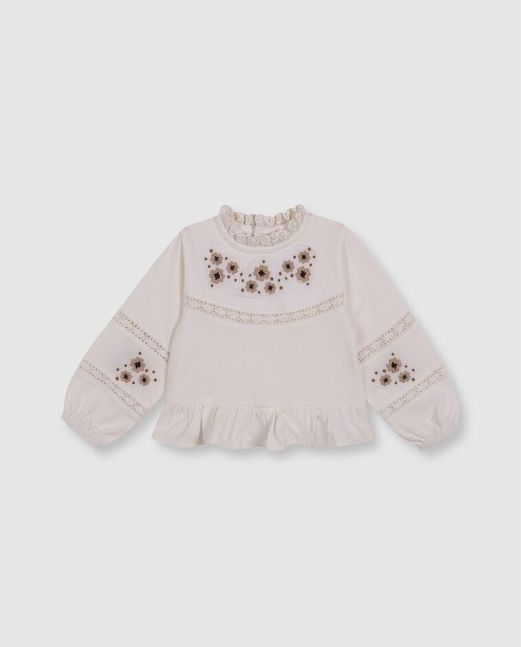 Camiseta con bordados blanco beb&eacute;