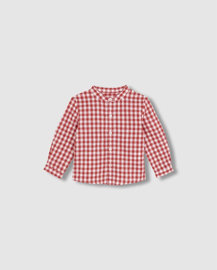 Camisa mao cuadros lino coral