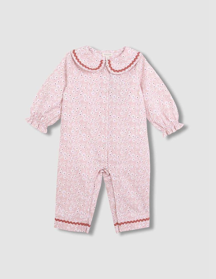 Pijama estampado de flores rosa