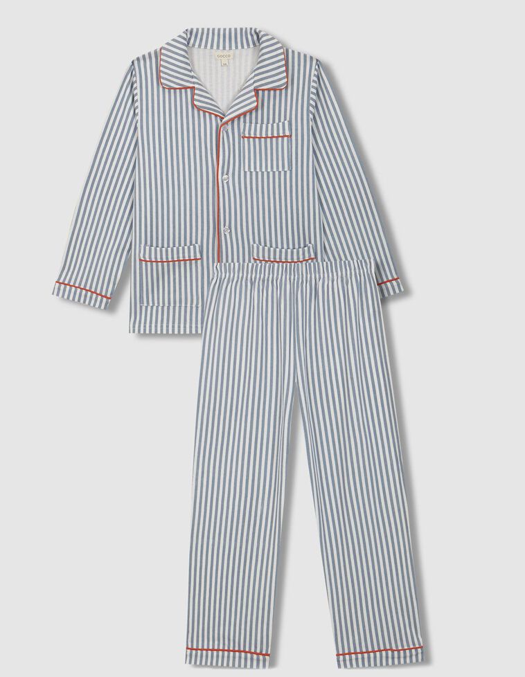 Pijama de rayas con contraste azul