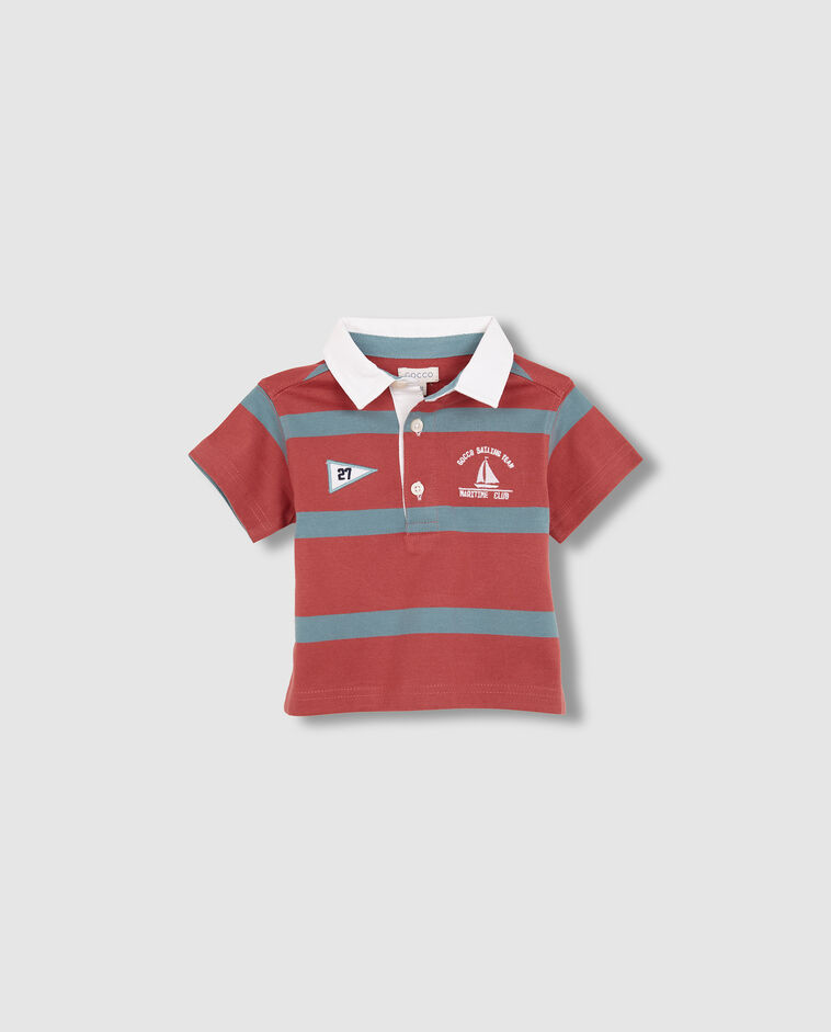 Polo rayas coral
