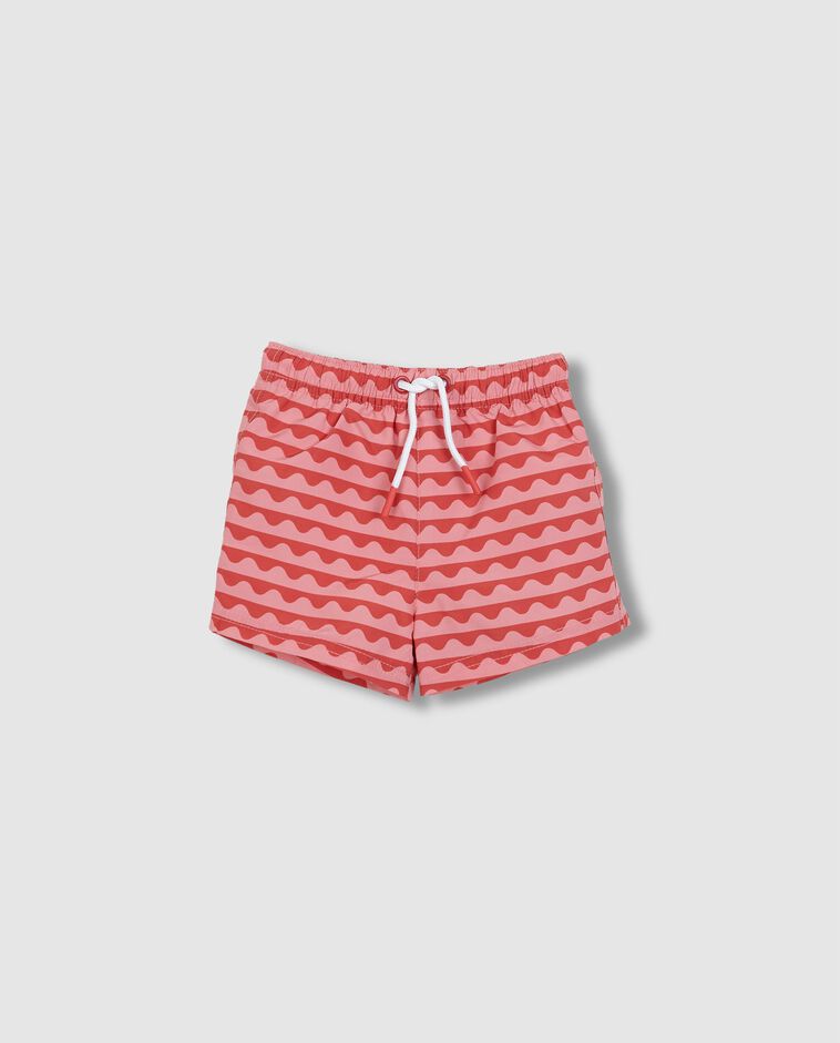 Ba&ntilde;ador estampado de ondas rosa