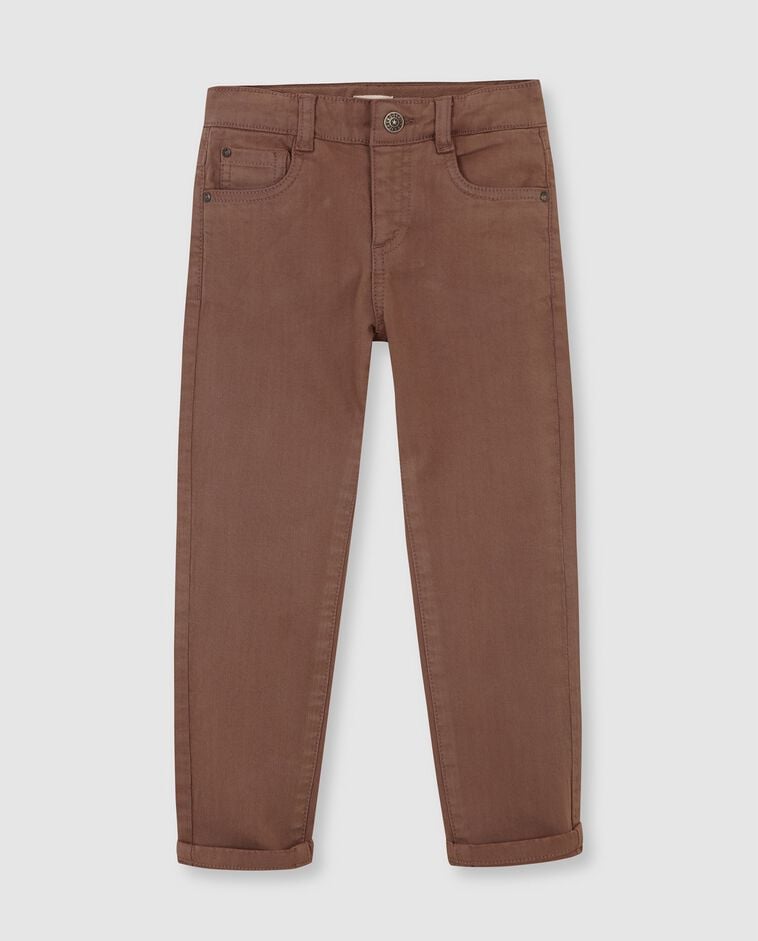Pantal&oacute;n cinco bolsillos de sarga marr&oacute;n ni&ntilde;o