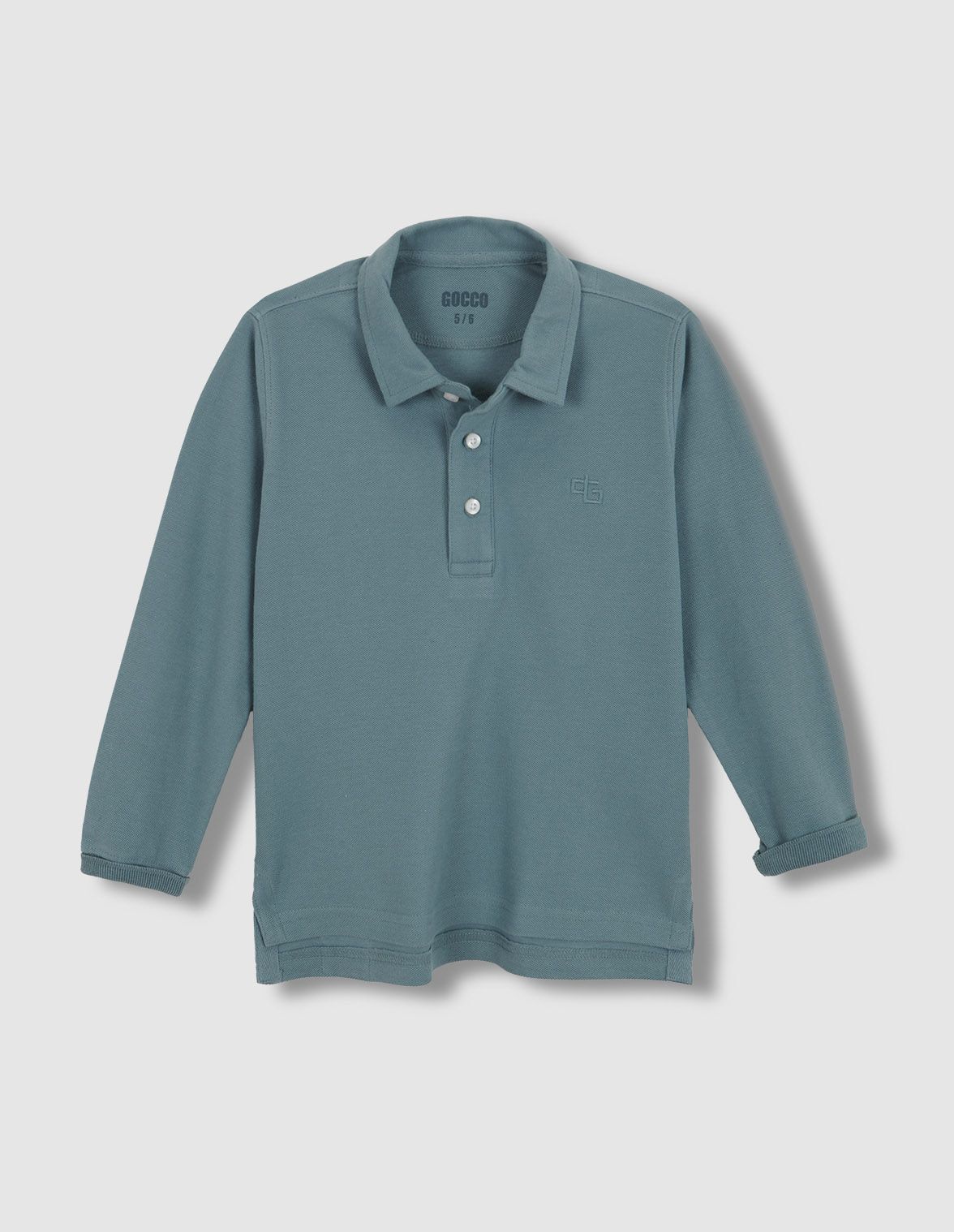 Polo manga larga pique azul claro para nino infantil Gocco
