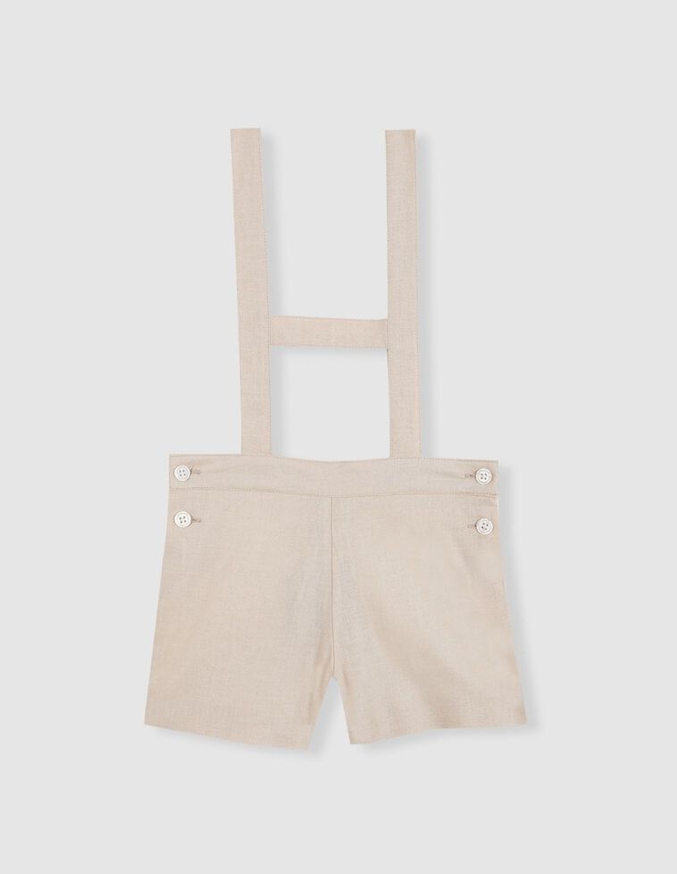 Pantalón corto con lino y tirantes marrón