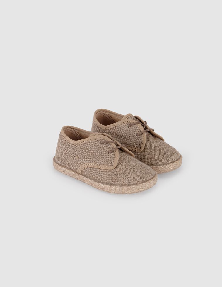 Calzado lino de cordones piedra