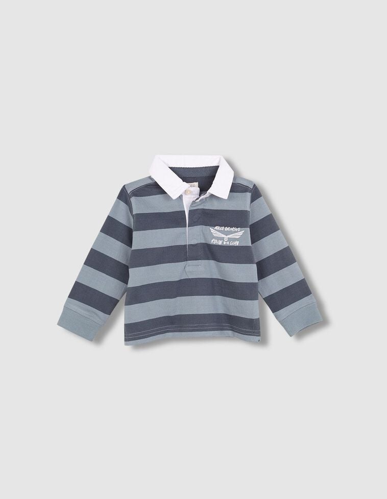 Polo de rayas con print verde