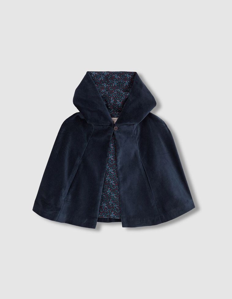 Capa de terciopelo con capucha azul