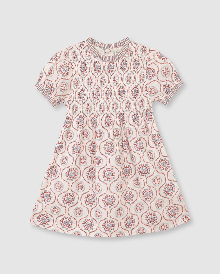 Vestido con tejidos a contraste blanco