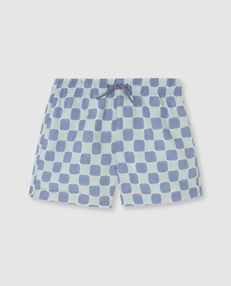 Ba&ntilde;ador estampado cuadros azul