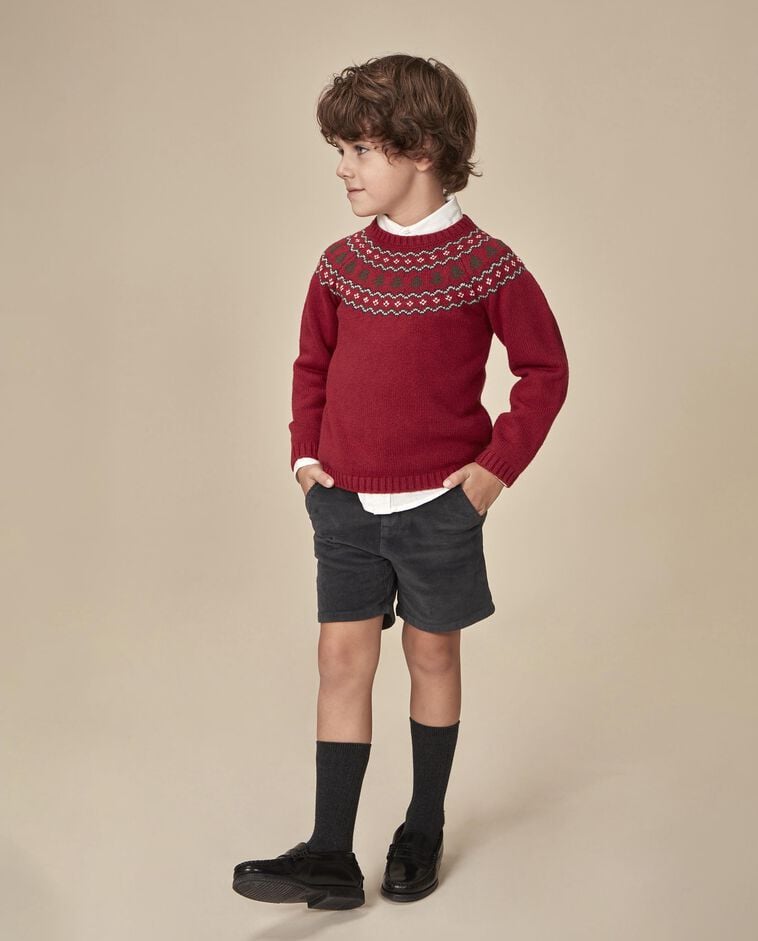 Pantal&oacute;n corto de pana gris ni&ntilde;o