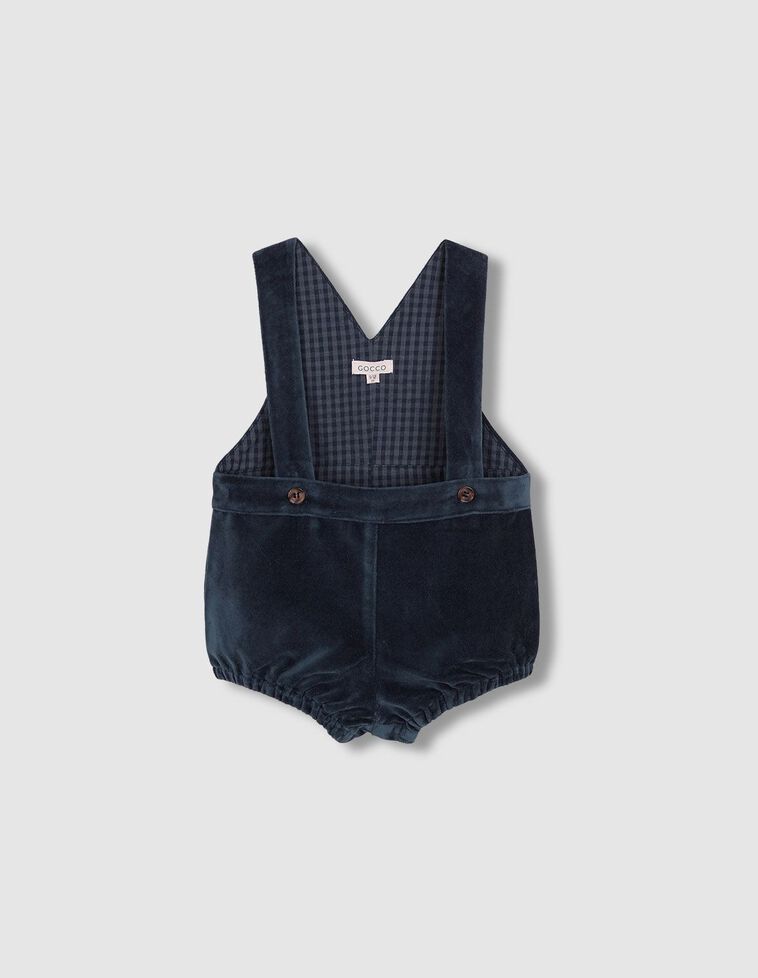 Pantalon corto de terciopelo con tirantes azul