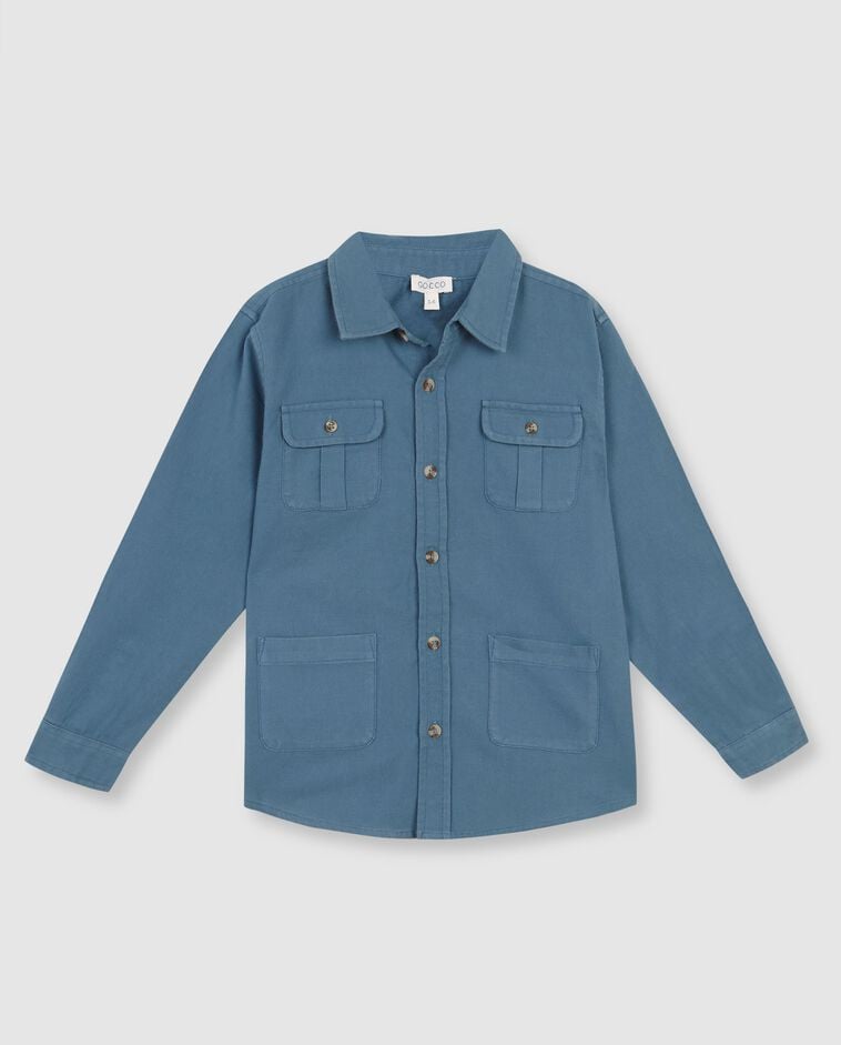 Camisa de cuadro bolsillos azul