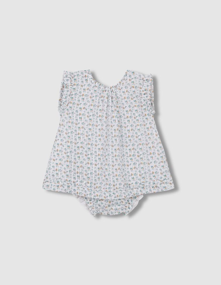 Vestido con estampado de flores blanco roto 