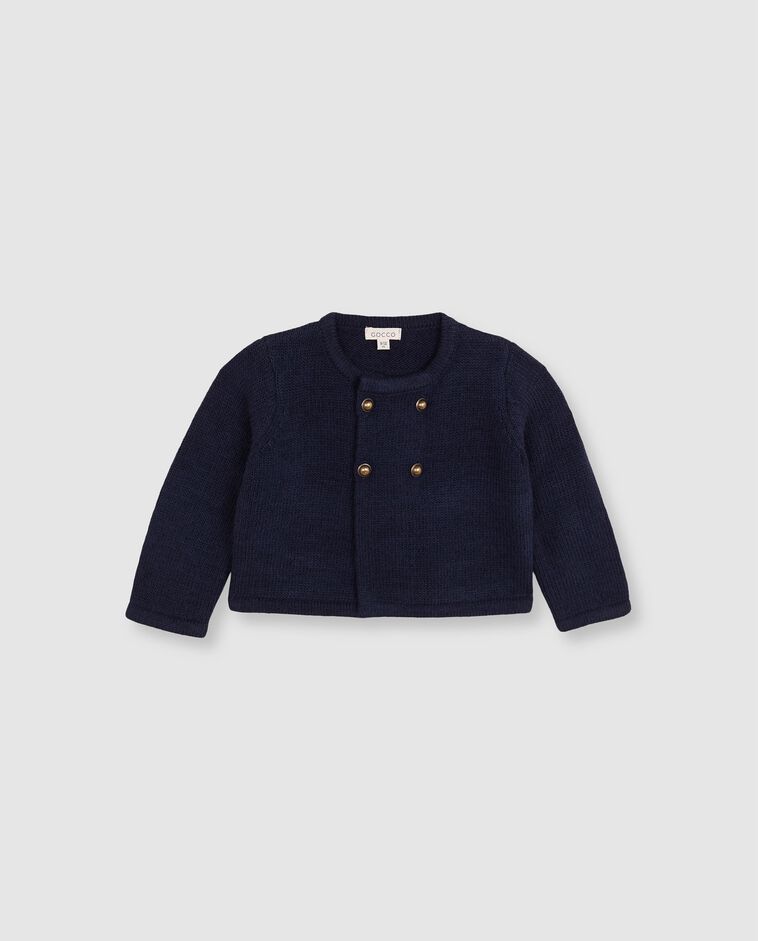 Chaqueta de punto cruzada azul beb&eacute;