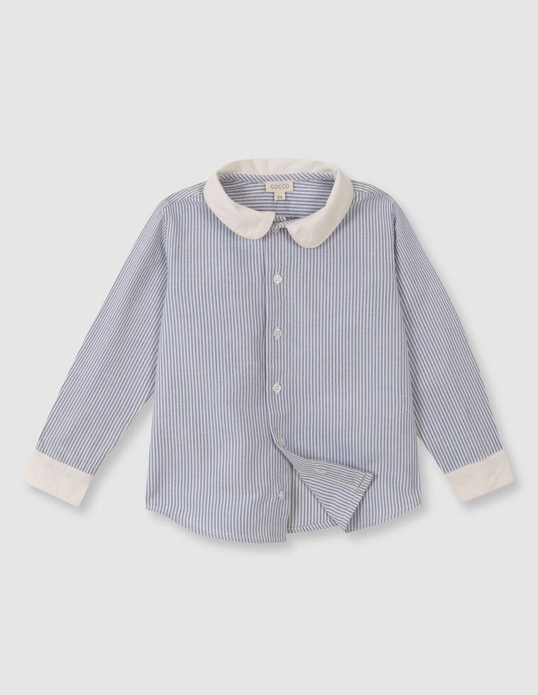Camisa rayas azul cuello blanco