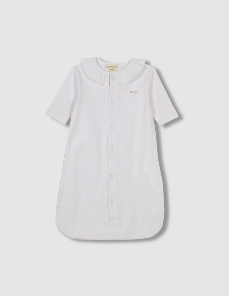 Pijama saco con cuello volante blanco 