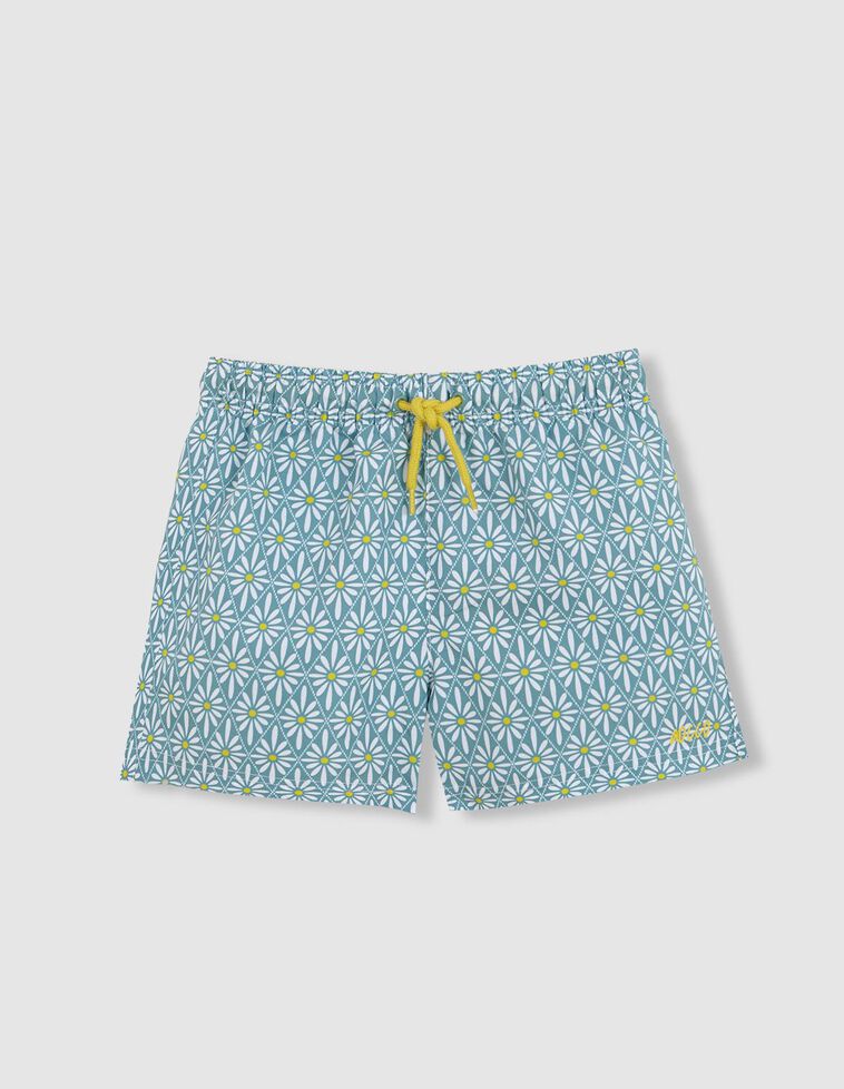 Bañador estampado de flor geométrica azul claro